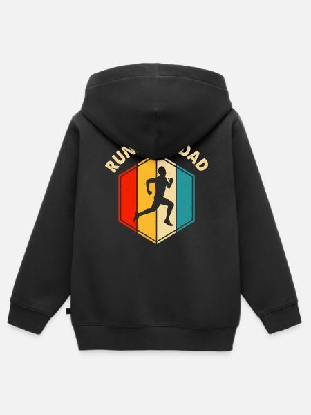 Jogging, course à pied, marathon - Sweat Premium à capuche zippé enfant bio - noir