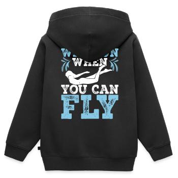 Schwimmen Schwimmer - Kinder Premium Organic Zip Hoodie - Schwarz - Hinten - AI Model Kid Male (0cm)