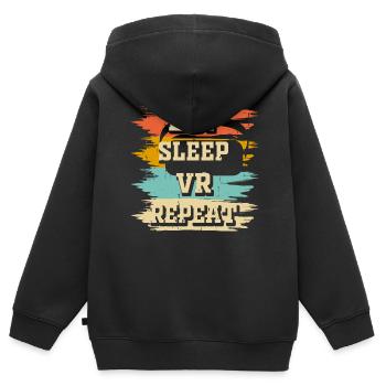Réalité virtuelle VR - Sweat Premium à capuche zippé enfant bio - noir - Dos - AI Model Kid Male (0cm)