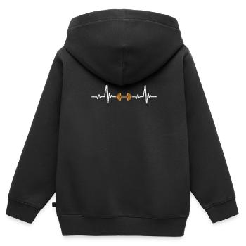 Bodybuilder - Kinder Premium Organic Zip Hoodie - Schwarz - Hinten - AI Model Kid Male (0cm)