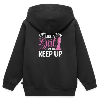 Schach Schachbrett Schachmatt Schachspieler - Kinder Premium Organic Zip Hoodie - Schwarz - Hinten - AI Model Kid Male (0cm)