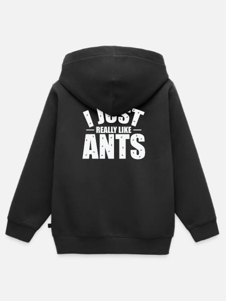 I Just really like Ants krabbelnde Insekten - Hoodie Premium med dragkedja barn ekologisk - svart