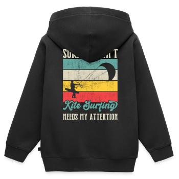Kitesurf Kitesurfer Kiteboard Kitesurfen - Kinder Premium Organic Zip Hoodie - Schwarz - Hinten - AI Model Kid Male (0cm)