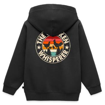 Poulets Poulet - Sweat Premium à capuche zippé enfant bio - noir - Dos - AI Model Kid Male (0cm)