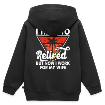 Rentner Ehefrau - Kinder Premium Organic Zip Hoodie - Schwarz - Hinten - AI Model Kid Male (0cm)