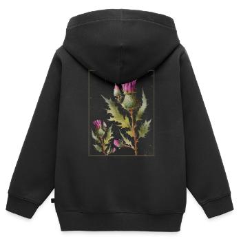 Diestel Blume - Kinder Premium Organic Zip Hoodie - Schwarz - Hinten - AI Model Kid Male (0cm)