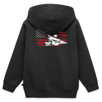 Zug Amerikanische Flagge - Kinder Premium Organic Zip Hoodie - Schwarz - Hinten - AI Model Kid Male (0cm)