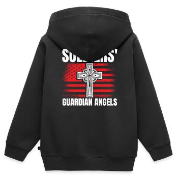 Soldaten, Schutzengel, Kaplan - Kinder Premium Organic Zip Hoodie - Schwarz - Hinten - AI Model Kid Male (0cm)