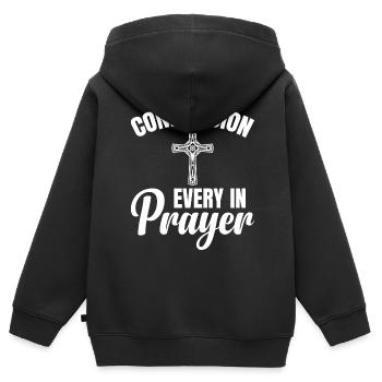 Barmherzigkeit In Jedem Gebet, Kaplan - Kinder Premium Organic Zip Hoodie - Schwarz - Hinten - AI Model Kid Male (0cm)
