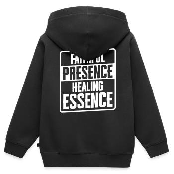 Heilende Essenz Der Treuen Gegenwart, Kaplan - Kinder Premium Organic Zip Hoodie - Schwarz - Hinten - AI Model Kid Male (0cm)
