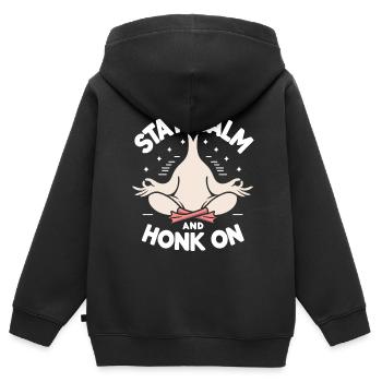 Ruhig bleiben Gans - Kinder Premium Organic Zip Hoodie - Schwarz - Hinten - AI Model Kid Male (0cm)