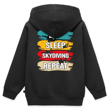 Parachutisme - Sweat Premium à capuche zippé enfant bio - noir - Dos - AI Model Kid Male (0cm)