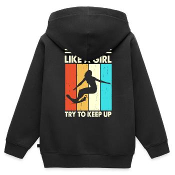 Surfer Surfen - Kinder Premium Organic Zip Hoodie - Schwarz - Hinten - AI Model Kid Male (0cm)