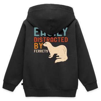 Frettchen - Kinder Premium Organic Zip Hoodie - Schwarz - Hinten - AI Model Kid Male (0cm)