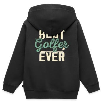 Golf Golfer - Kinder Premium Organic Zip Hoodie - Schwarz - Hinten - AI Model Kid Male (0cm)