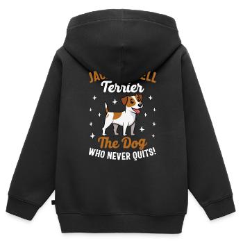 Jack Russell Terrier the dog who never quits - Kinder Premium Organic Zip Hoodie - Schwarz - Hinten - AI Model Kid Male (0cm)