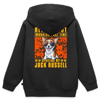 Retired but working part time Jack Russell - Kids Premium Organic Zip-up Hoodie - black - Back - AI Model Kid Male (0cm)