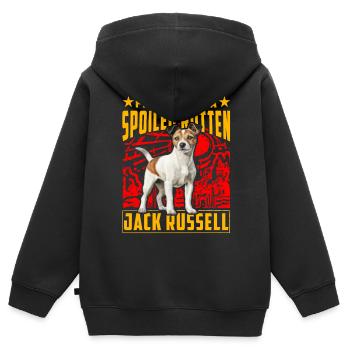 Propriété d’un Jack Russell pourri gâté - Sweat Premium à capuche zippé enfant bio - noir - Dos - AI Model Kid Male (0cm)