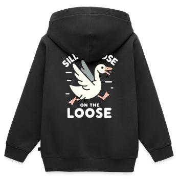 Silly Goose at the Loose Meme - Kids Premium Organic Zip-up Hoodie - black - Back - AI Model Kid Male (0cm)