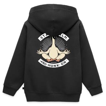 Ruhig bleiben Gans - Kinder Premium Organic Zip Hoodie - Schwarz - Hinten - AI Model Kid Male (0cm)