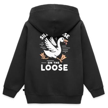 Silly Goose at the Loose Meme - Kids Premium Organic Zip-up Hoodie - black - Back - AI Model Kid Male (0cm)