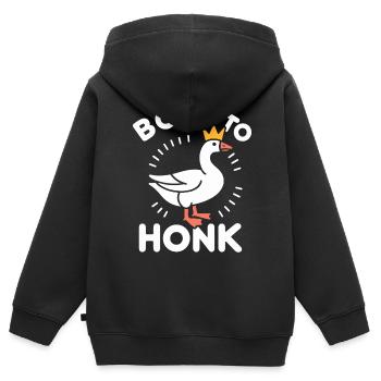 Né pour klaxonner – Royal Goose - Sweat Premium à capuche zippé enfant bio - noir - Dos - AI Model Kid Male (0cm)