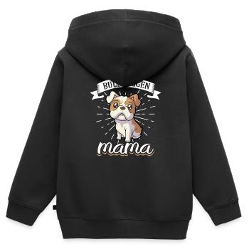 Bulldoggen Mama - Bulldogge - Kinder Premium Organic Zip Hoodie - Schwarz - Hinten - AI Model Kid Male (0cm)