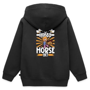J’aime mon cheval de bataille - Sweat Premium à capuche zippé enfant bio - noir - Dos - AI Model Kid Male (0cm)