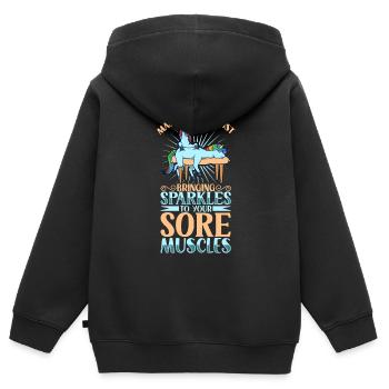 Einhorn massiert - Massage - Kinder Premium Organic Zip Hoodie - Schwarz - Hinten - AI Model Kid Male (0cm)