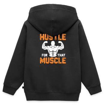 Bodybuilder Body Building Fitness Gym Geschenk - Kinder Premium Organic Zip Hoodie - Schwarz - Hinten - AI Model Kid Male (0cm)