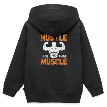 Bodybuilder - Kinder Premium Organic Zip Hoodie - Schwarz - Hinten - AI Model Kid Male (0cm)