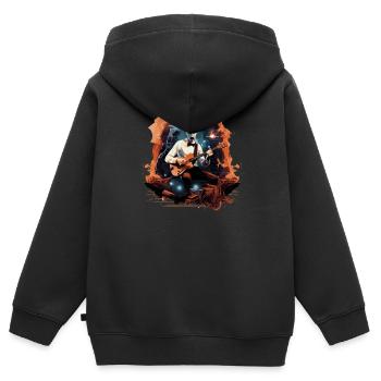 Gitarren E-Gitarren-Saiten E-Gitarre Musiker - Kinder Premium Organic Zip Hoodie - Schwarz - Hinten - AI Model Kid Male (0cm)