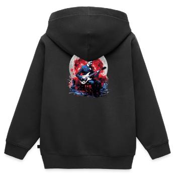 Gitarren E-Gitarren-Saiten E-Gitarre Musiker - Kinder Premium Organic Zip Hoodie - Schwarz - Hinten - AI Model Kid Male (0cm)