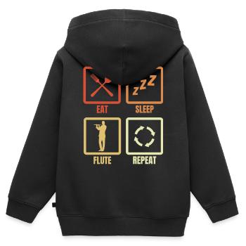 Eat Sleep Flute Repeat - Kinder Premium Organic Zip Hoodie - Schwarz - Hinten - AI Model Kid Male (0cm)