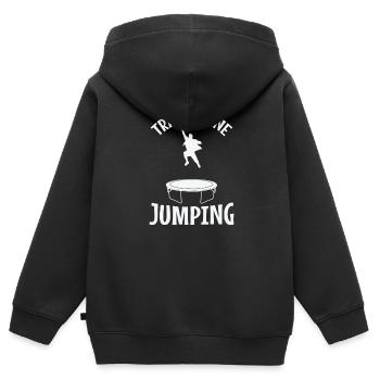 Trampoline Saut Saut Loisirs - Sweat Premium à capuche zippé enfant bio - noir - Dos - AI Model Kid Male (0cm)