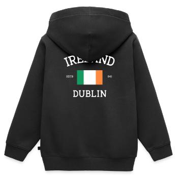 Irlande - Sweat Premium à capuche zippé enfant bio - noir - Dos - AI Model Kid Male (0cm)
