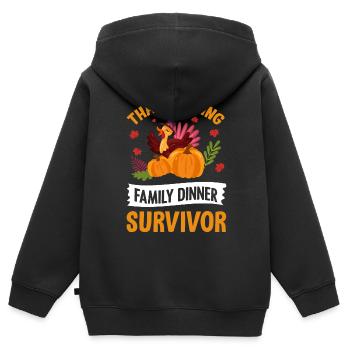 Thanksgiving Family Dinner Survivor Pilgrim Turkey - Kids Premium Organic Zip-up Hoodie - black - Back - AI Model Kid Male (0cm)
