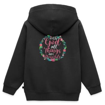 Bible - Sweat Premium à capuche zippé enfant bio - noir - Dos - AI Model Kid Male (0cm)