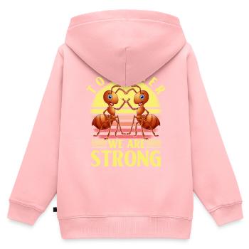 Ensemble nous sommes forts - Sweat Premium à capuche zippé enfant bio - rose - Dos - AI Model Kid Female (0cm)