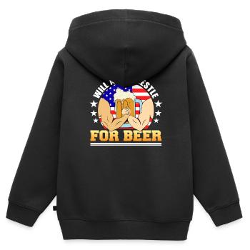 Armdrücken - Kinder Premium Organic Zip Hoodie - Schwarz - Hinten - AI Model Kid Male (0cm)