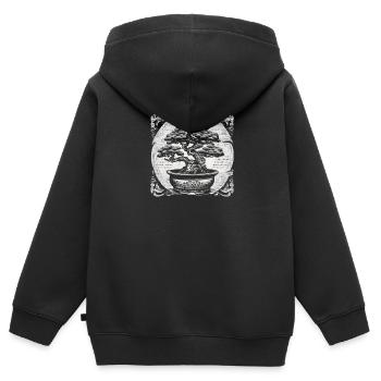 Bonsaibaum Bonsai-Baum Blumentopf Vintage Bonsai - Kinder Premium Organic Zip Hoodie - Schwarz - Hinten - AI Model Kid Male (0cm)