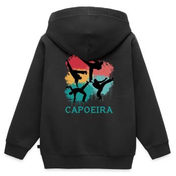 Capoeira Retro - Kinder Premium Organic Zip Hoodie - Schwarz - Hinten - AI Model Kid Male (0cm)