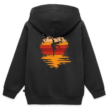 Capoeira Retro Sunset - Kids Premium Organic Zip-up Hoodie - black - Back - AI Model Kid Male (0cm)