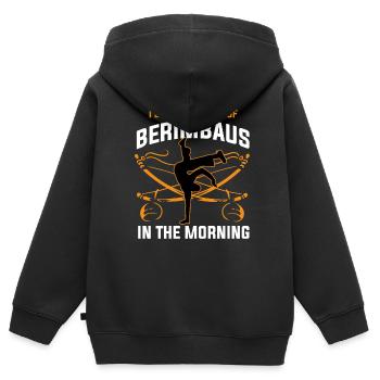 I Love the Sound Of Berimbaus In The Morning - Kids Premium Organic Zip-up Hoodie - black - Back - AI Model Kid Male (0cm)