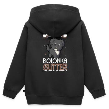 Bolonka Glitter - Kids Premium Organic Zip-up Hoodie - black - Back - AI Model Kid Male (0cm)