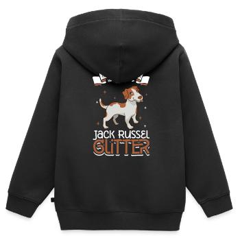Jack Russel Glitzer - Kinder Premium Organic Zip Hoodie - Schwarz - Hinten - AI Model Kid Male (0cm)
