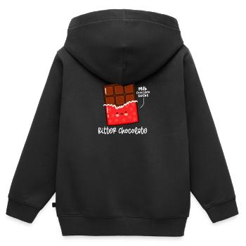 Schokolade Schoko Essen Kakao Geschenk - Kinder Premium Organic Zip Hoodie - Schwarz - Hinten - AI Model Kid Male (0cm)
