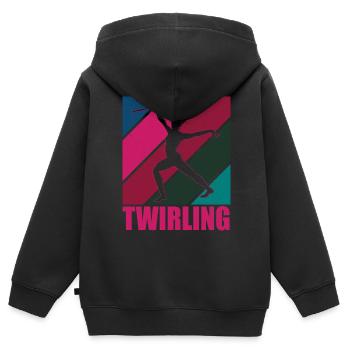 Bâton Twirling Bâton Twirler cadeau - Sweat Premium à capuche zippé enfant bio - noir - Dos - AI Model Kid Male (0cm)