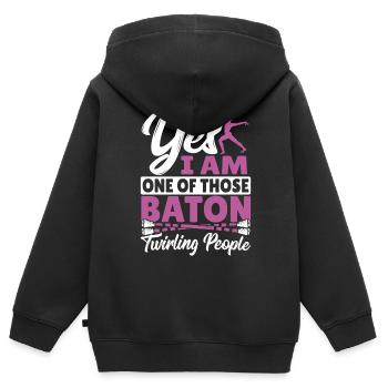 Bâton Twirling Bâton Twirler cadeau - Sweat Premium à capuche zippé enfant bio - noir - Dos - AI Model Kid Male (0cm)