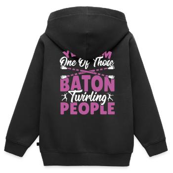Bâton Twirling Bâton Twirler cadeau - Sweat Premium à capuche zippé enfant bio - noir - Dos - AI Model Kid Male (0cm)